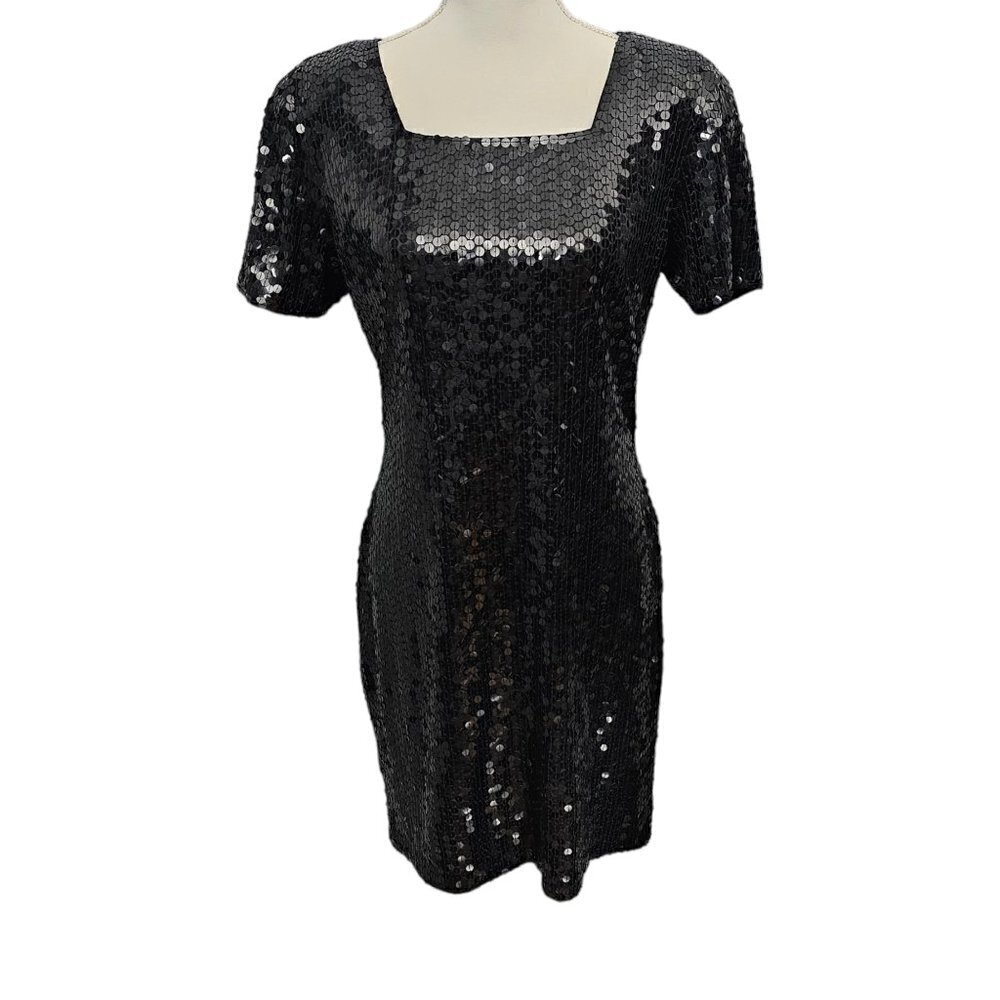 NiteLine Vintage Sequin Black Cocktail Dress